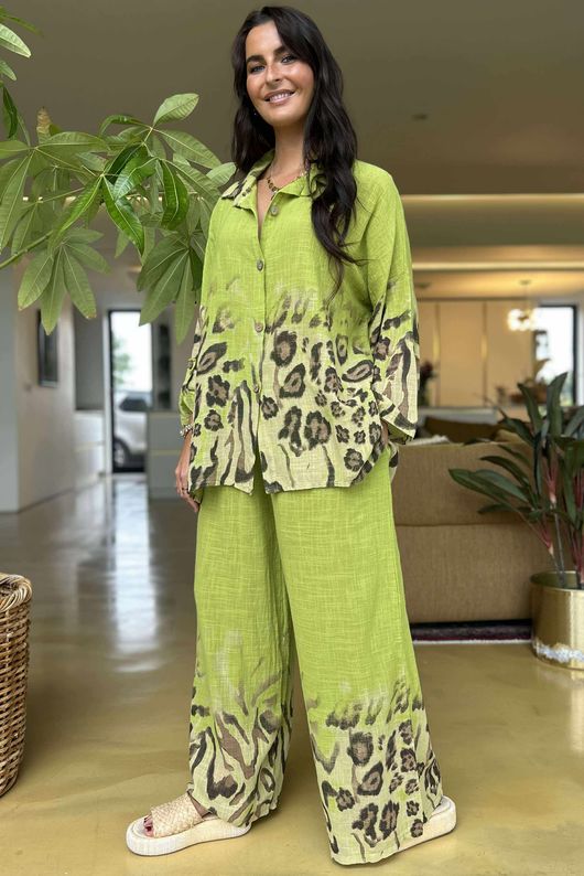 Baku Linen Blend Ombre Shirt Olive - 