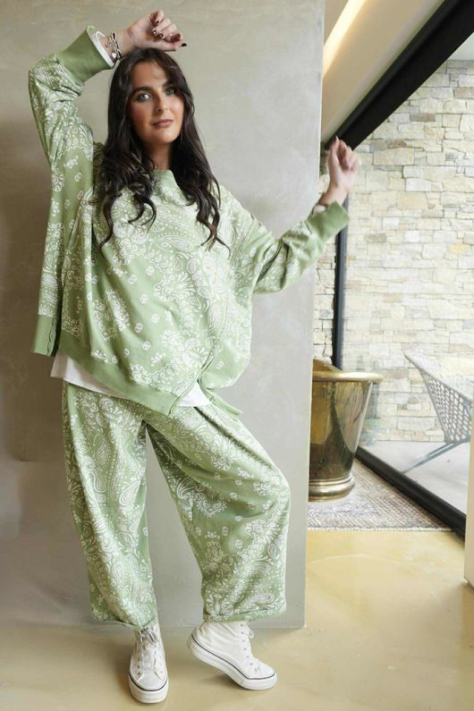 Bandana B Classic Sweatshirt Barrel Pant Matcha