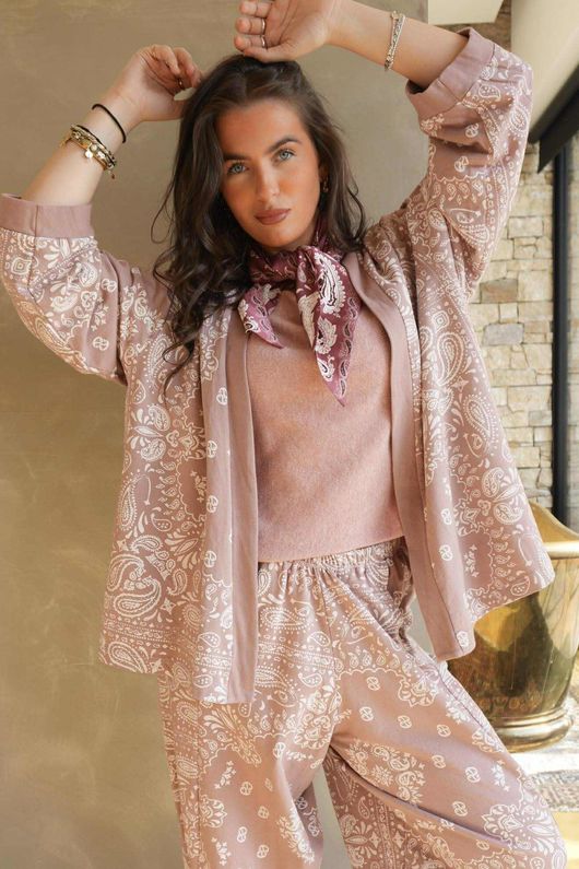 Bandana B Kimono Sweatshirt Jacket Antique Rose