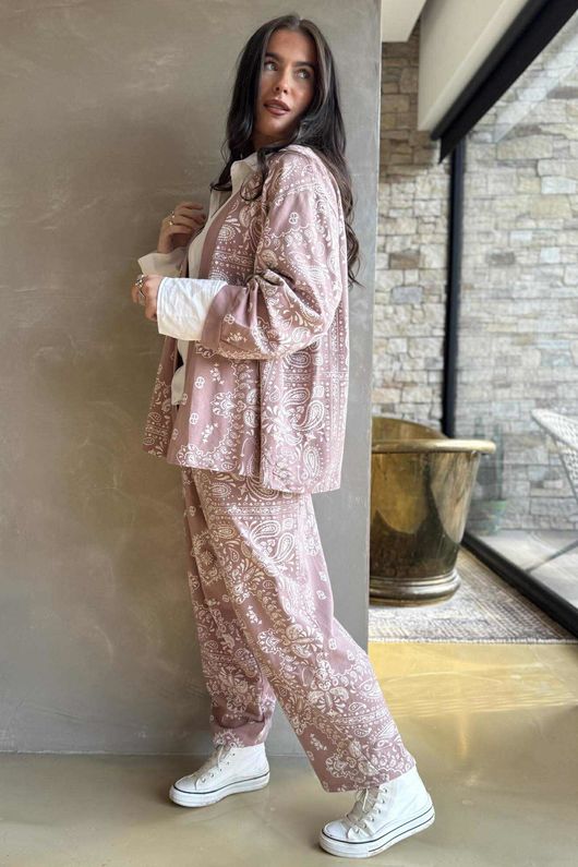 Bandana B Kimono Sweatshirt Jacket Antique Rose