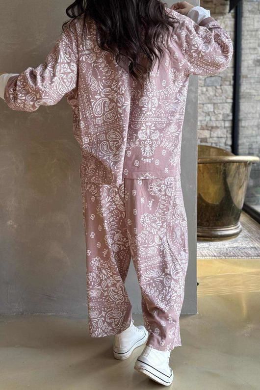 Bandana B Kimono Sweatshirt Jacket Antique Rose