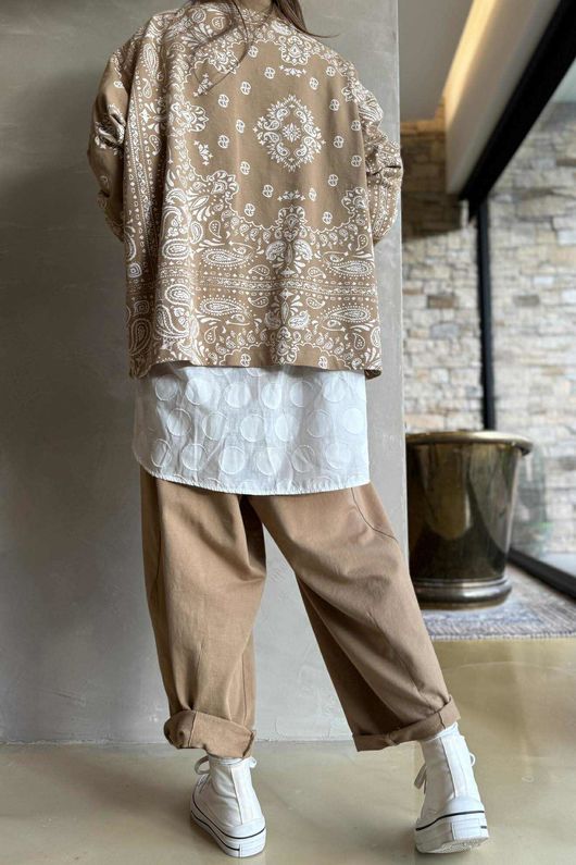 Bandana B Kimono Sweatshirt Jacket Caramel