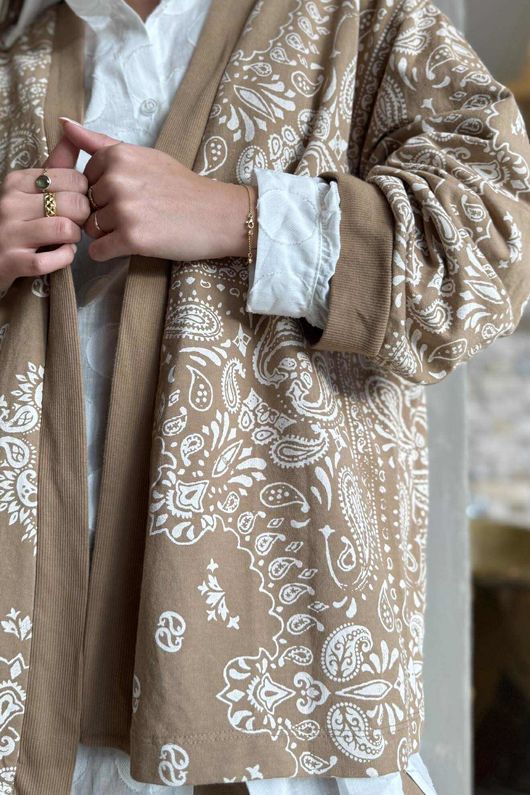 Bandana B Kimono Sweatshirt Jacket Caramel