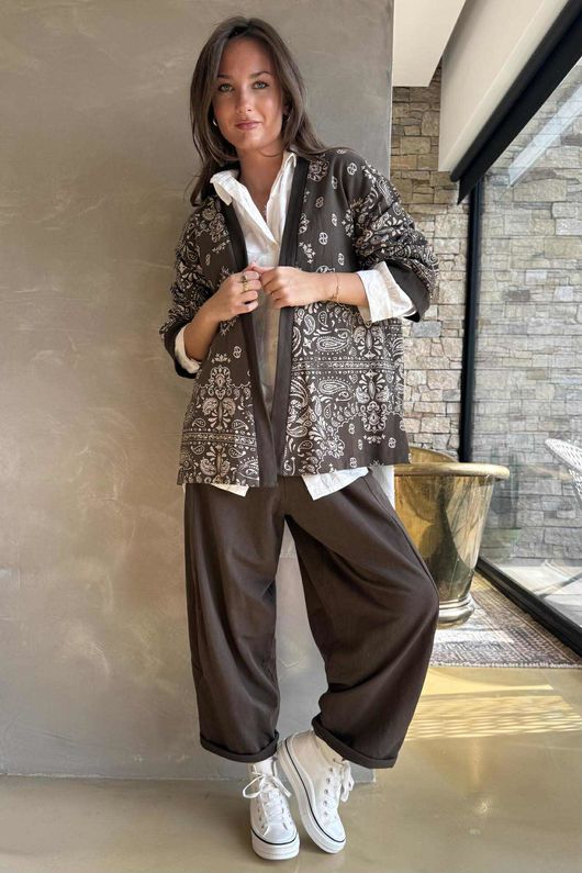 Bandana B Kimono Sweatshirt Jacket Chocolate
