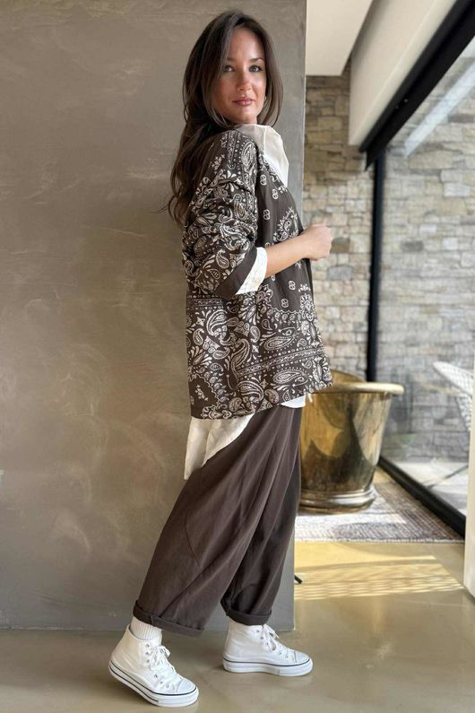 Bandana B Kimono Sweatshirt Jacket Chocolate