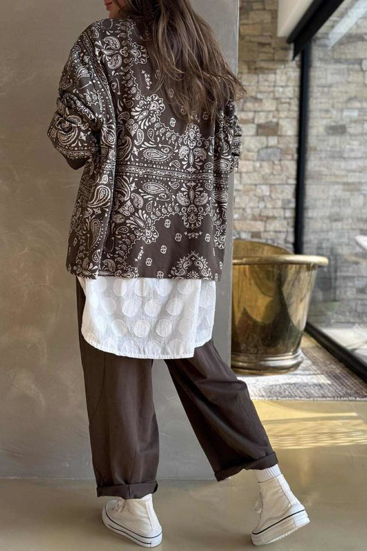 Bandana B Kimono Sweatshirt Jacket Chocolate