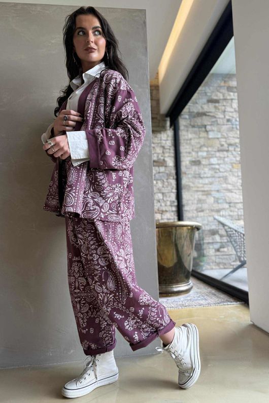 Bandana B Kimono Sweatshirt Jacket Damson