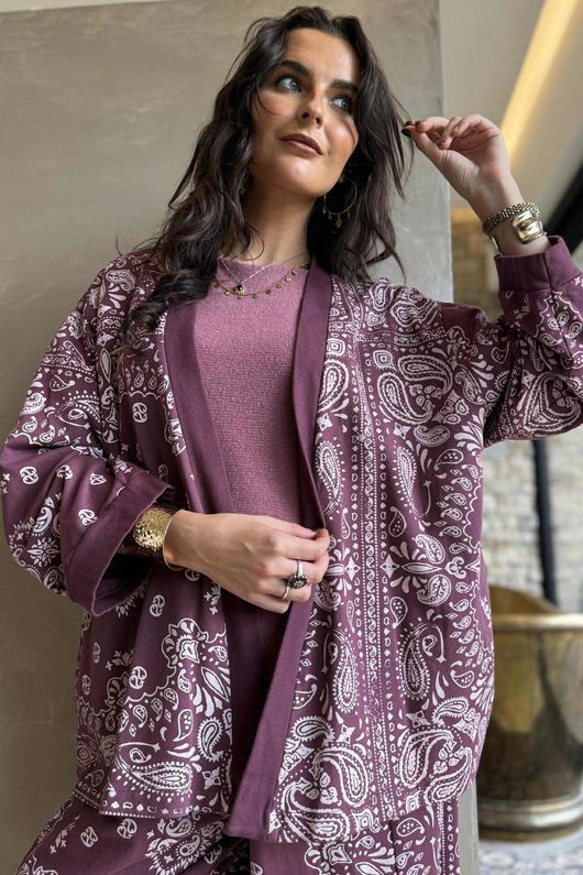 Bandana B Kimono Sweatshirt Jacket Damson