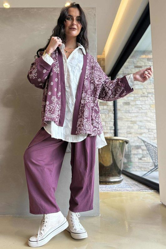 Bandana B Kimono Sweatshirt Jacket Damson