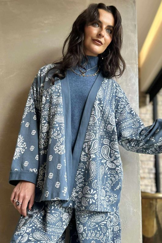 Bandana B Kimono Sweatshirt Jacket Denim