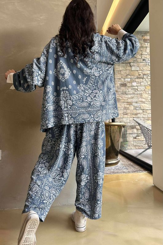 Bandana B Kimono Sweatshirt Jacket Denim