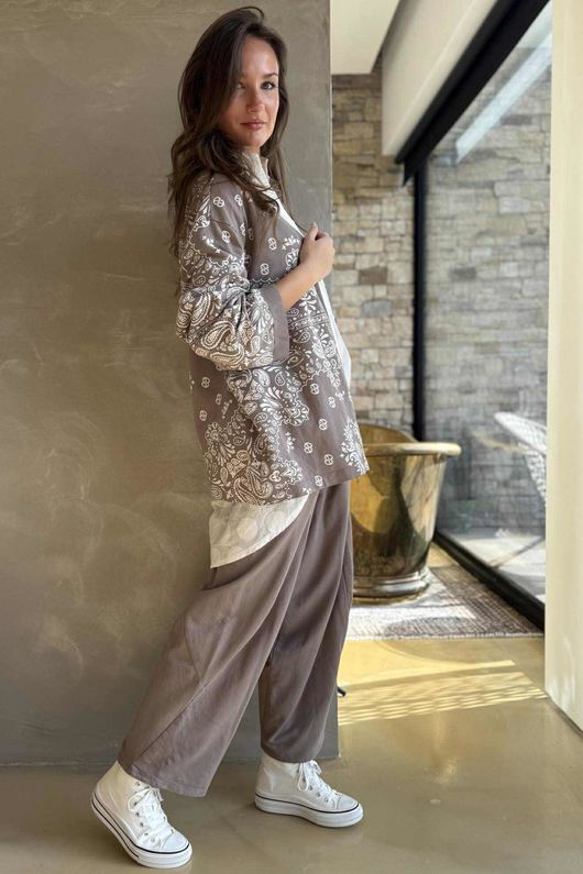 Bandana B Kimono Sweatshirt Jacket Mocha