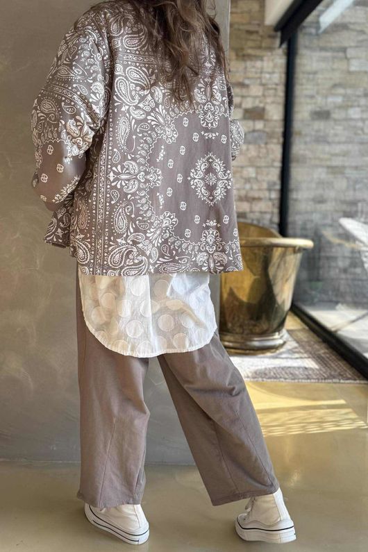 Bandana B Kimono Sweatshirt Jacket Mocha