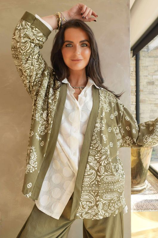 Bandana B Kimono Sweatshirt Jacket Olive