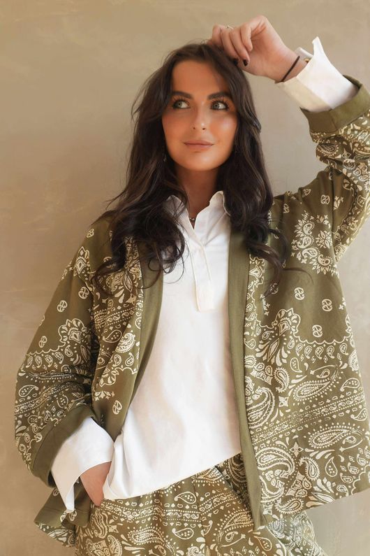 Bandana B Kimono Sweatshirt Jacket Olive