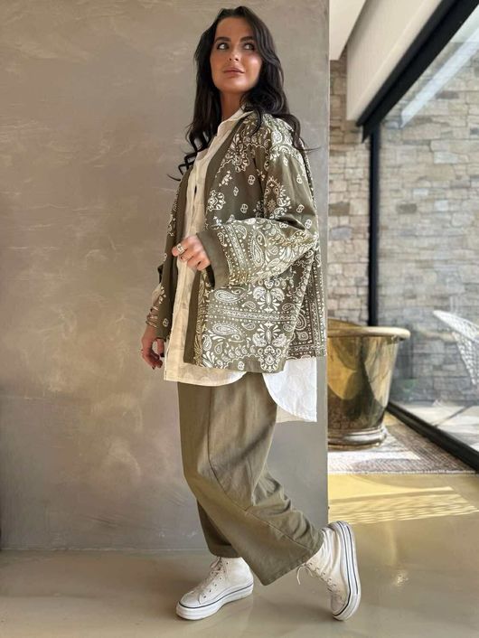 Bandana B Kimono Sweatshirt Jacket Olive