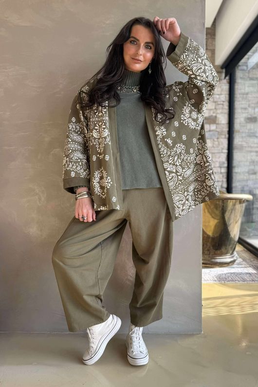 Bandana B Kimono Sweatshirt Jacket Olive