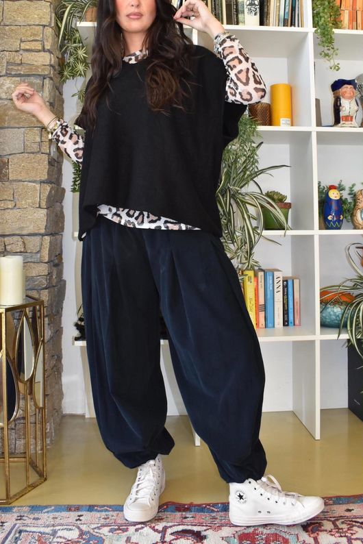 Basso Baby Cord Shirring Genie Pant Black