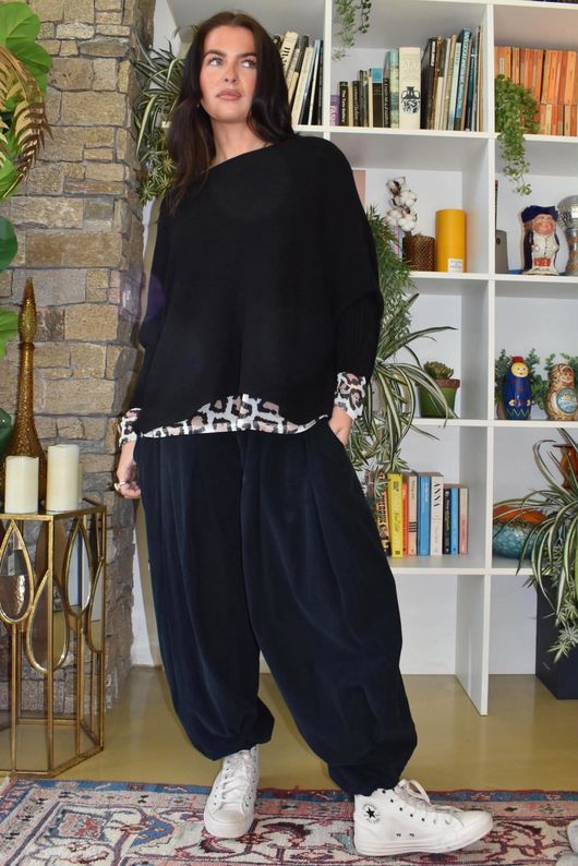 Basso Baby Cord Shirring Genie Pant Black