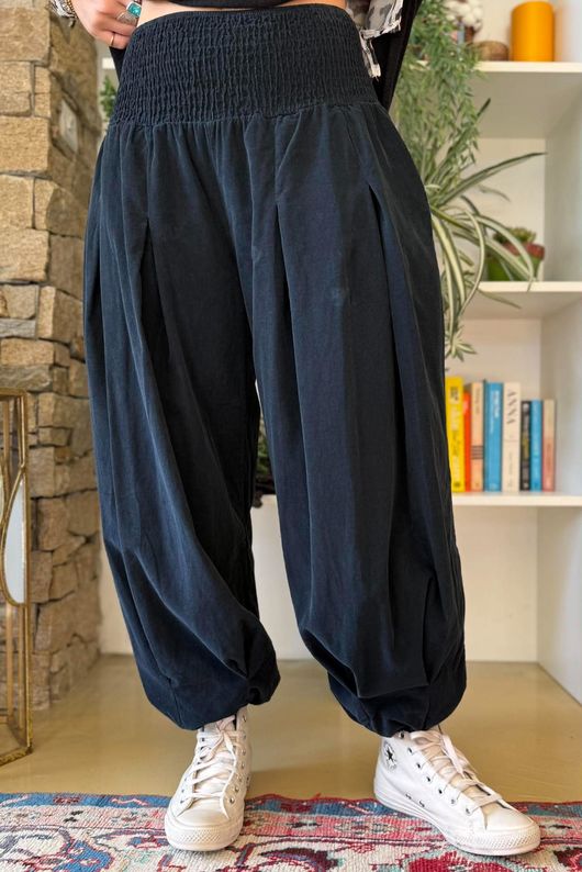 Basso Baby Cord Shirring Genie Pant Black