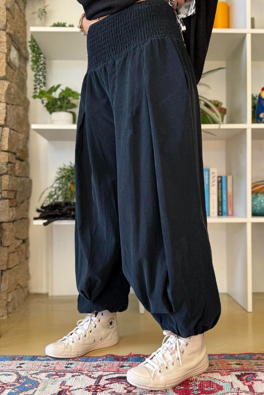 Basso Baby Cord Shirring Genie Pant Black