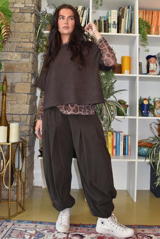 Basso Baby Cord Shirring Genie Pant Coffee Bean