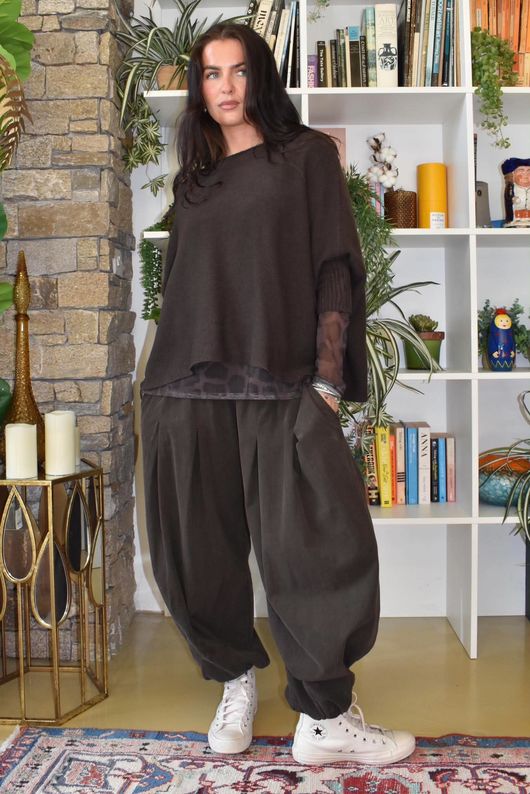 Basso Baby Cord Shirring Genie Pant Coffee Bean