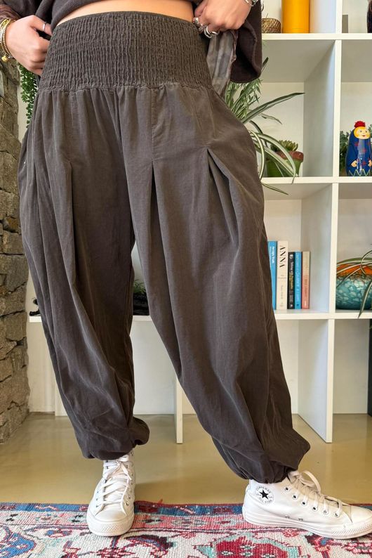 Basso Baby Cord Shirring Genie Pant Coffee Bean