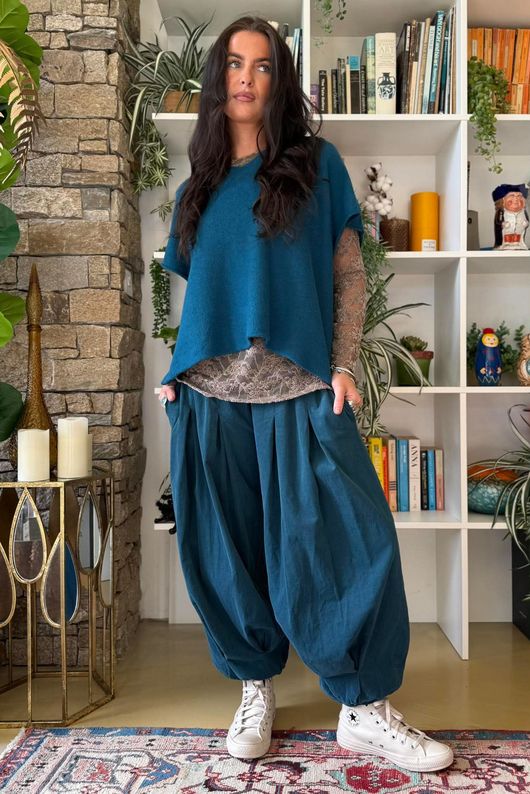 Basso Baby Cord Shirring Genie Pant Deep Teal