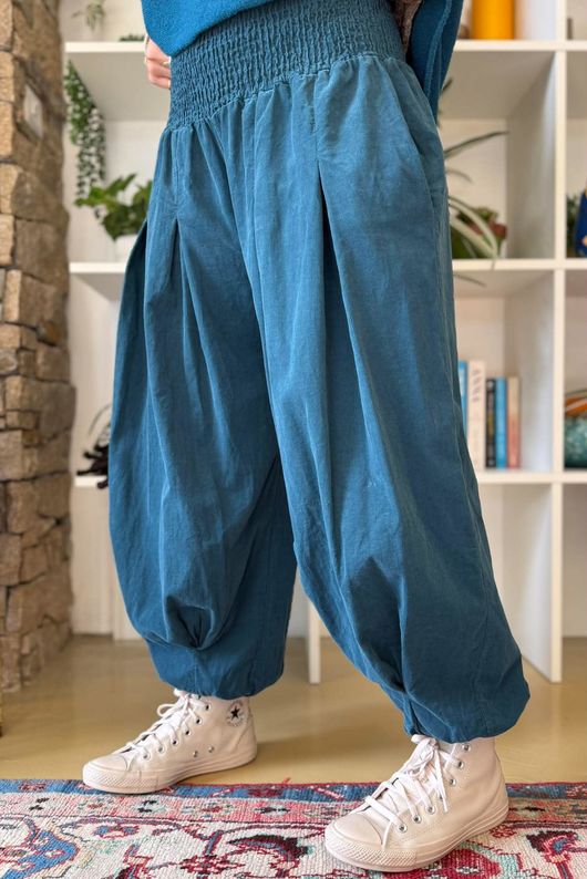 Basso Baby Cord Shirring Genie Pant Deep Teal