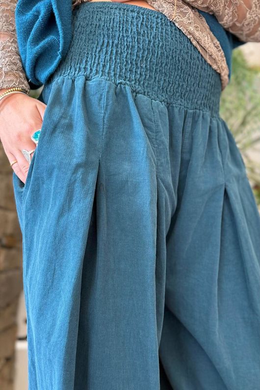 Basso Baby Cord Shirring Genie Pant Deep Teal
