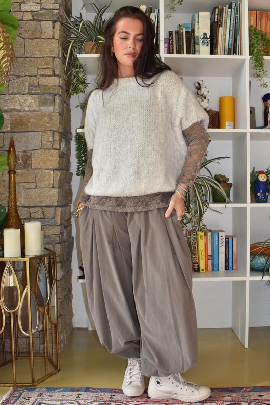 Basso Baby Cord Shirring Genie Pant Earth