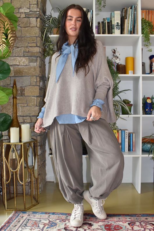 Basso Baby Cord Shirring Genie Pant Earth