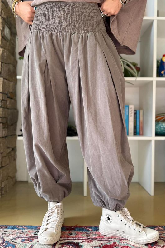 Basso Baby Cord Shirring Genie Pant Earth