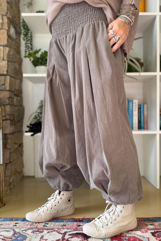 Basso Baby Cord Shirring Genie Pant Earth