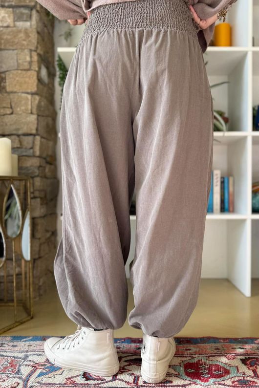 Basso Baby Cord Shirring Genie Pant Earth
