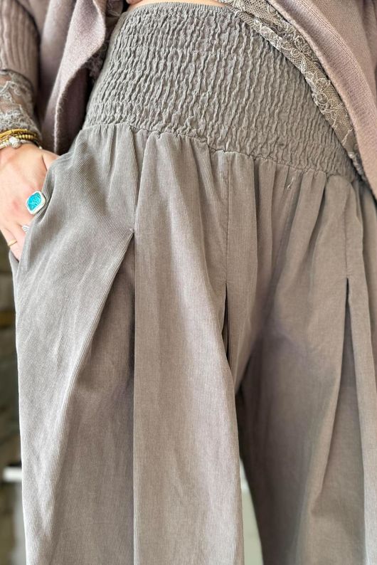 Basso Baby Cord Shirring Genie Pant Earth