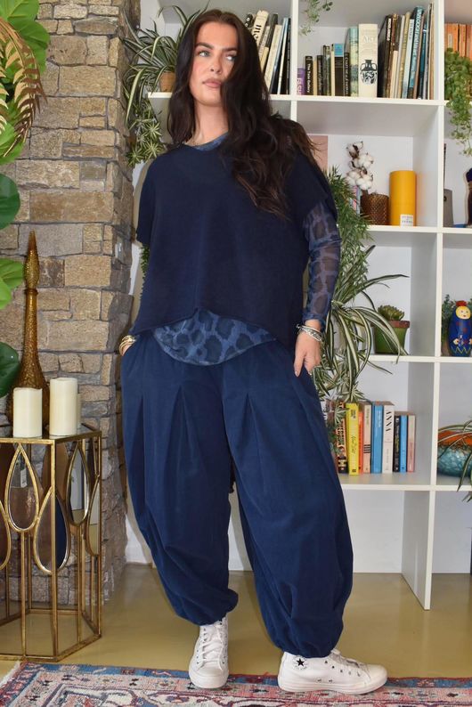 Basso Baby Cord Shirring Genie Pant Navy