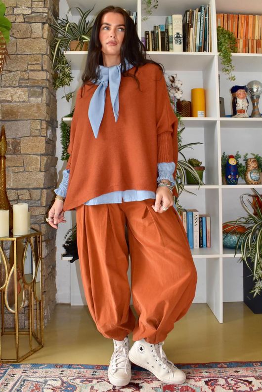 Basso Baby Cord Shirring Genie Pant Rust