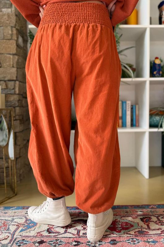 Basso Baby Cord Shirring Genie Pant Rust