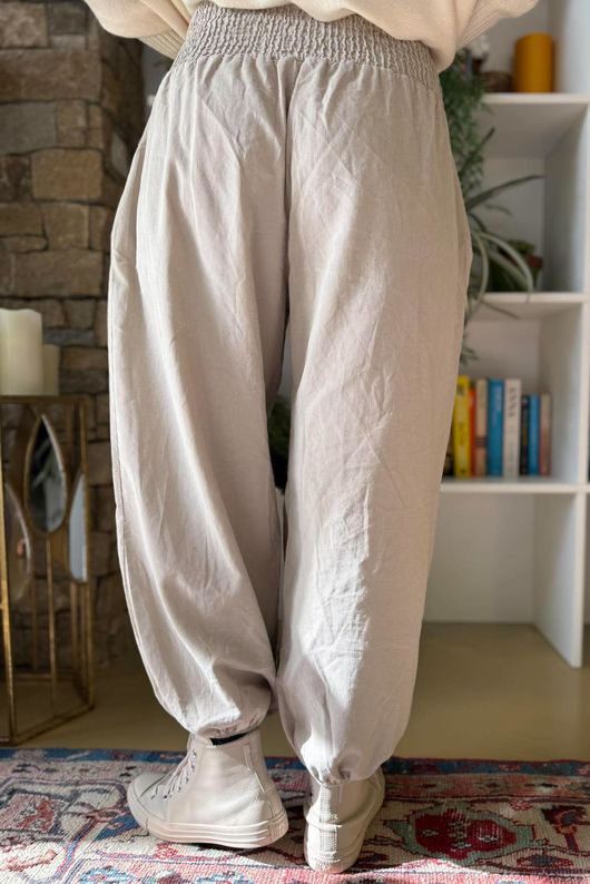 Basso Baby Cord Shirring Genie Pant Stone