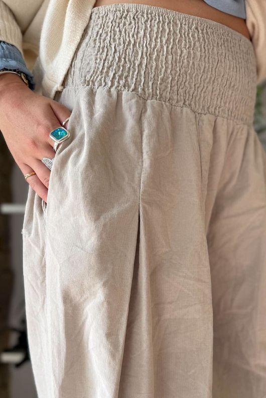 Basso Baby Cord Shirring Genie Pant Stone