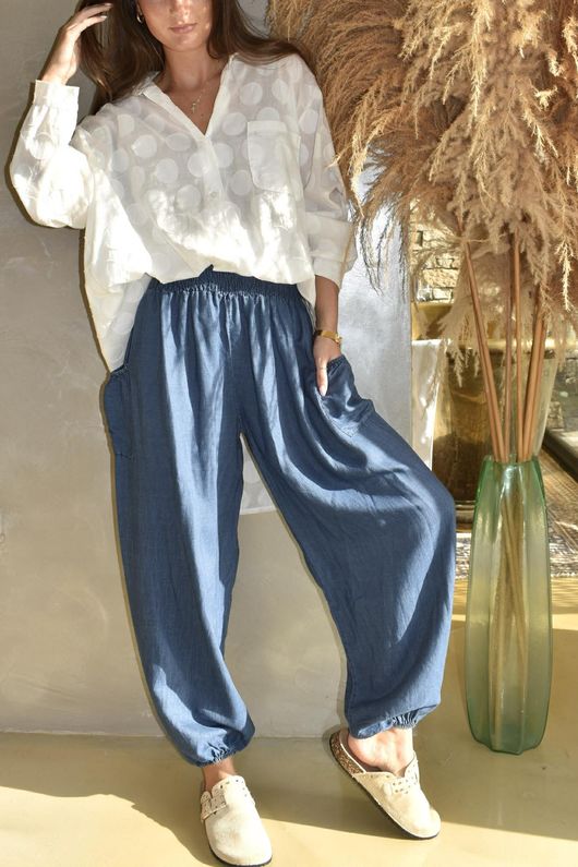 Basso Shirring Balloon Jean Dark /40=