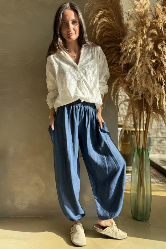 Basso Shirring Balloon Jean Dark /40=