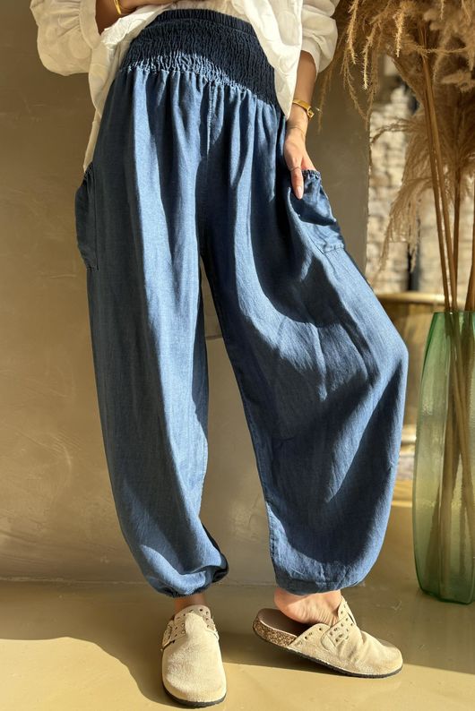 Basso Shirring Balloon Jean Dark /40=