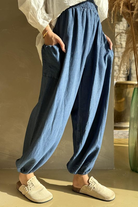 Basso Shirring Balloon Jean Dark /40=