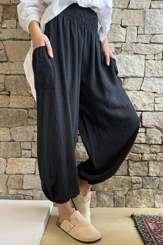 Basso Shirring Balloon Pant Black