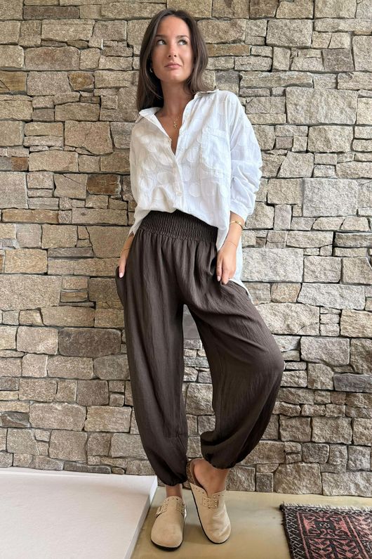 Basso Shirring Balloon Pant Chocolate - =
