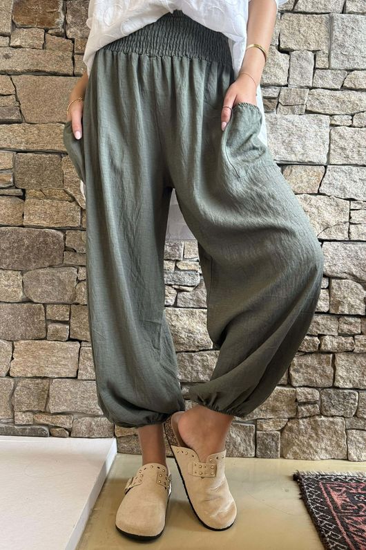 Basso Shirring Balloon Pant Khaki