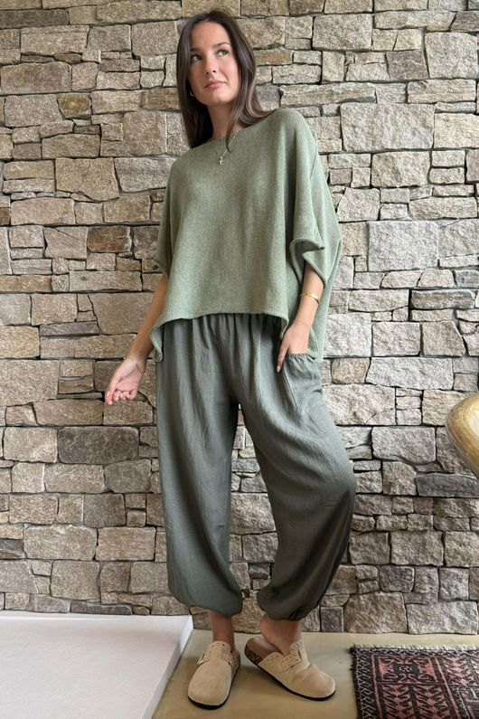 Basso Shirring Balloon Pant Khaki